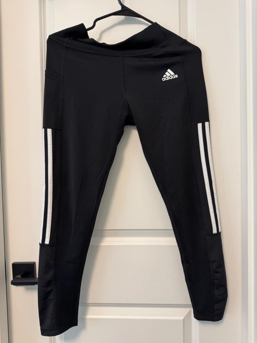 adidas Black Leggings with White Side Stripes
